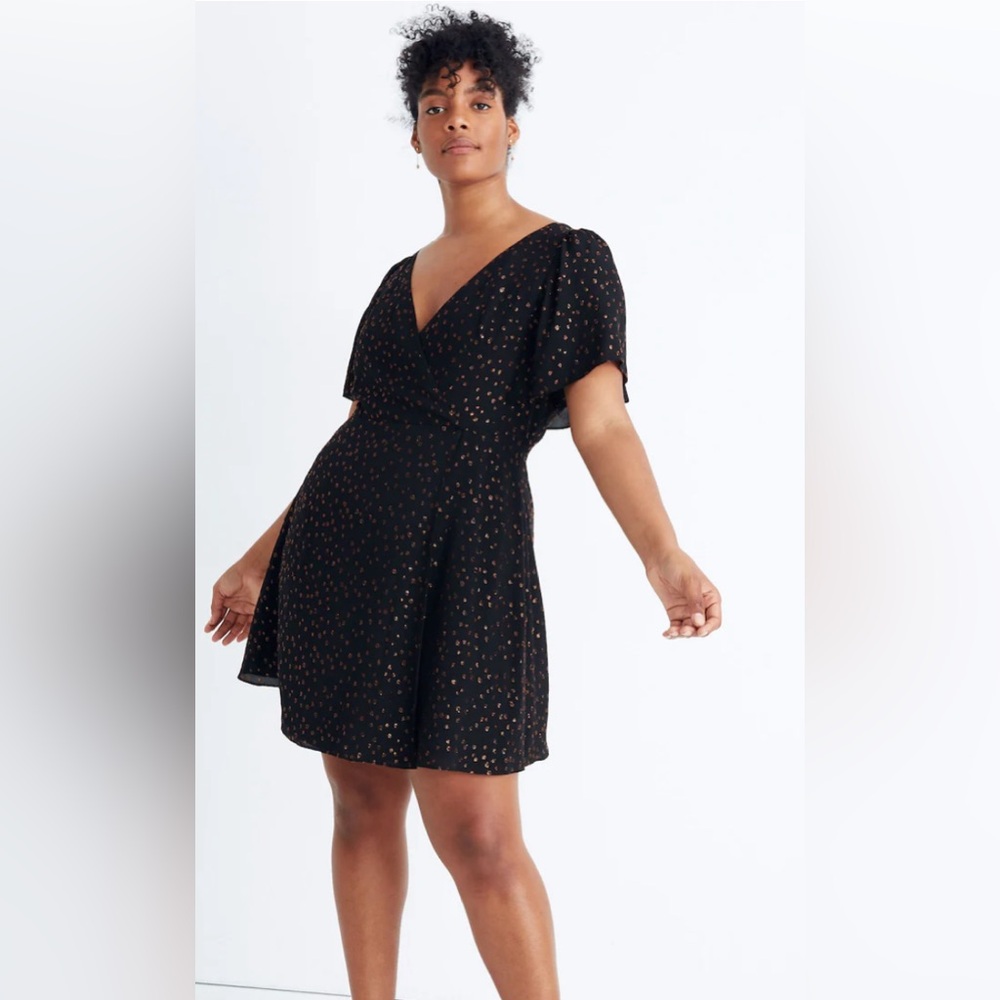 Madewell Flutter Sleeve Dress with Metallic Details